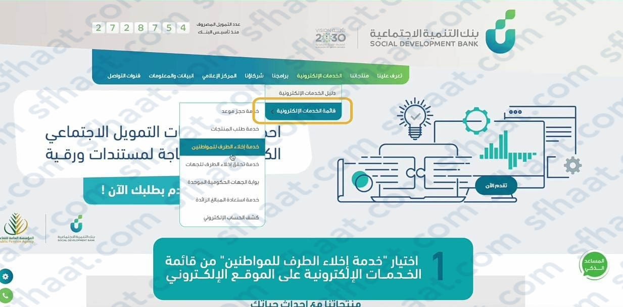 اختيار الخدمات الإلكترونية.